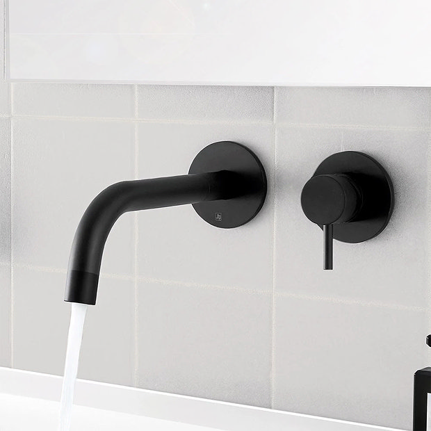 JTP Vos Matt Black Wall Mounted Single Lever Basin Mixer