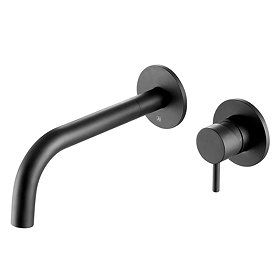 JTP Vos Matt Black Wall Mounted Single Lever Basin Mixer Large Image