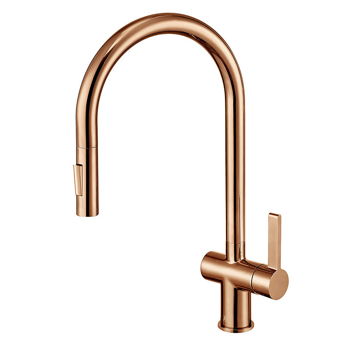 JTP Vos Rose Gold Single Lever Kitchen Sink Mixer with Pull Out Spray  Profile Large Image