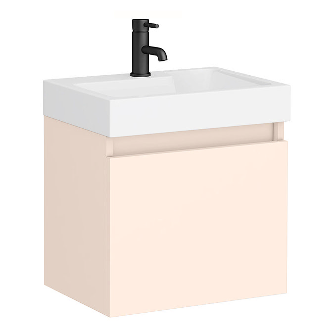 Juno 500 x 360mm Blush Pink Wall Hung Vanity Unit Large Image