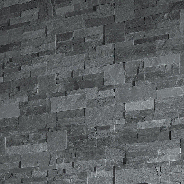 Juno Black Stone Split Face Tiles 180 x 350mm  Profile Large Image