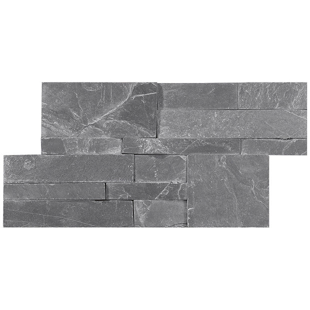 Juno Black Stone Split Face Tiles 180 x 350mm  Standard Large Image