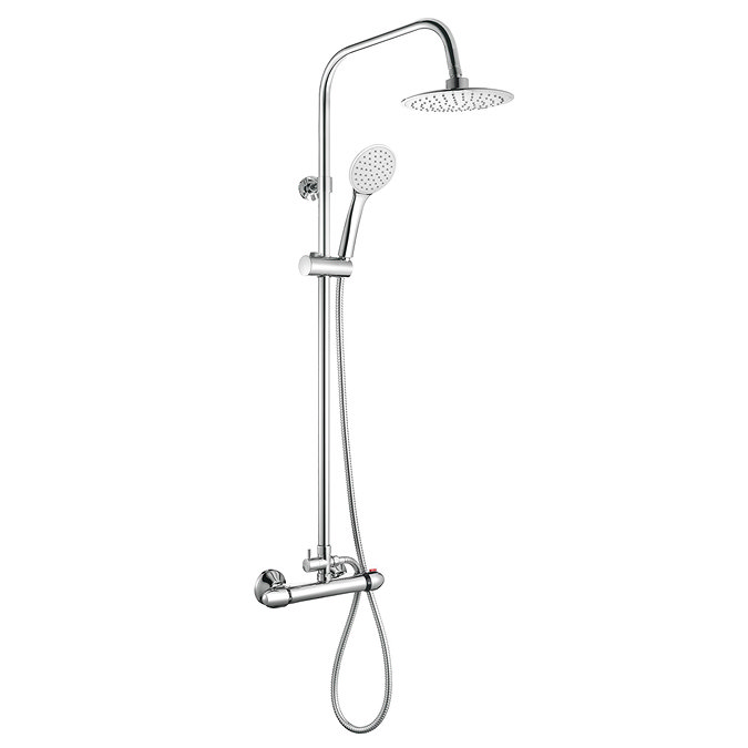 Juno Round Thermostatic Bar Shower Valve with Riser Kit - Chrome