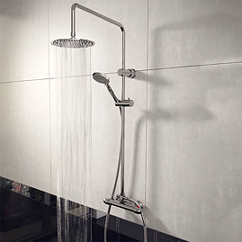 Juno Round Thermostatic Bar Shower Valve with Riser Kit - Chrome