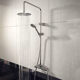 Juno Round Thermostatic Bar Shower Valve with Riser Kit - Chrome
