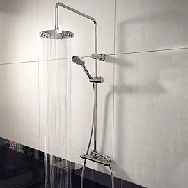 Juno Round Thermostatic Bar Shower Valve + Riser Kit Large Image