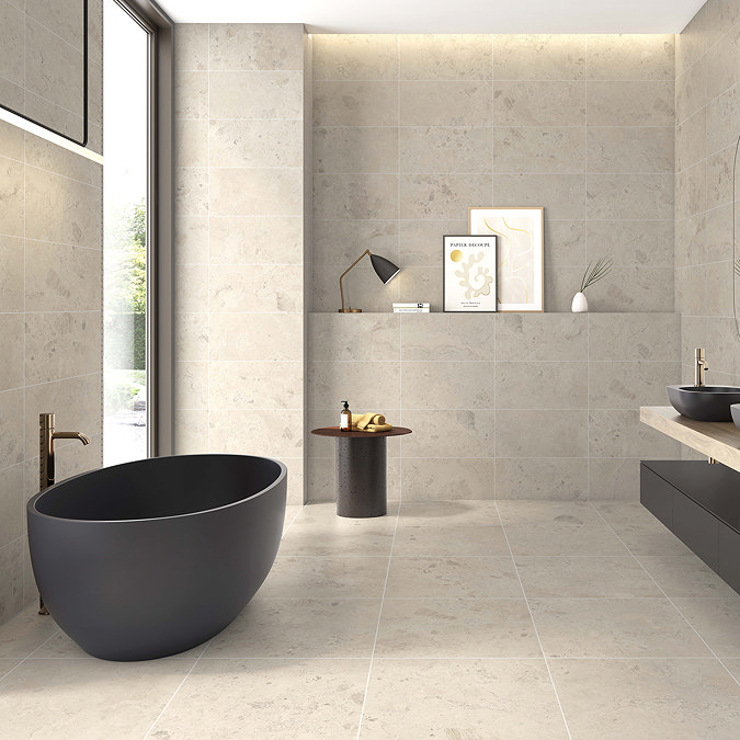 ura Beige Stone Effect Wall and Floor Tiles - 600 x 600mm