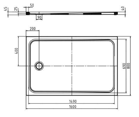 1600 x 800mm