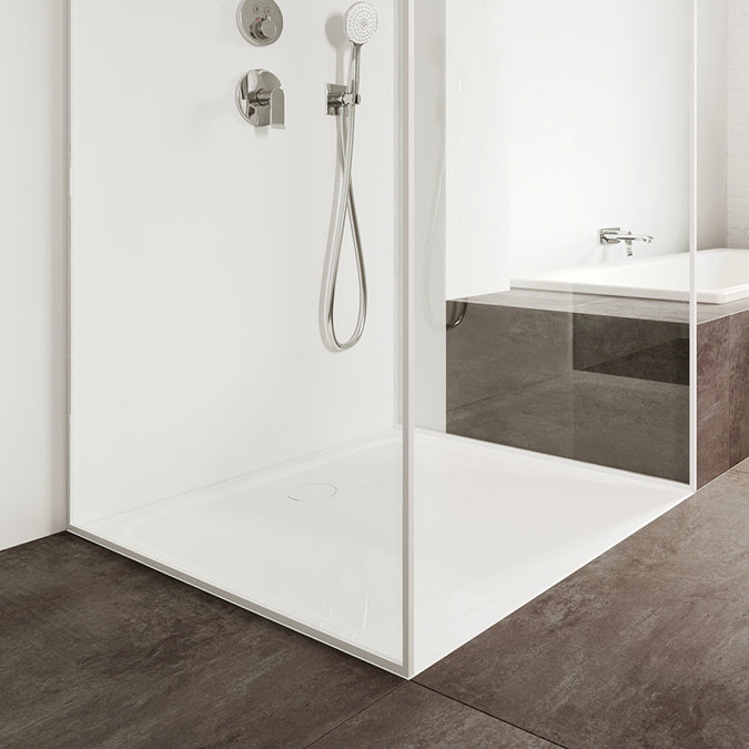 Kaldewei Cayonoplan Square White Steel Shower Tray  In Bathroom Large Image