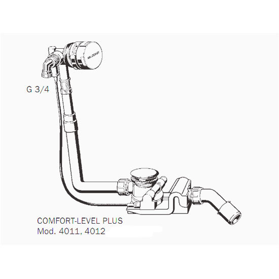 Kaldewei - Comfort Level Plus+ Pop Up Bath Waste & Filler - Extended - 4012 Profile Large Image