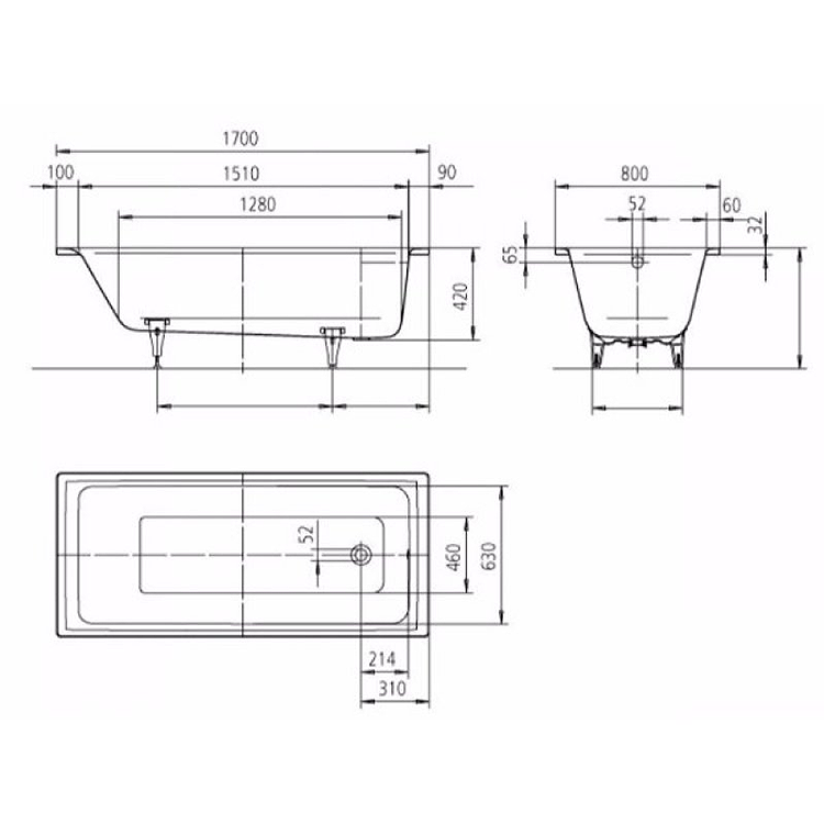 1700 x 800mm