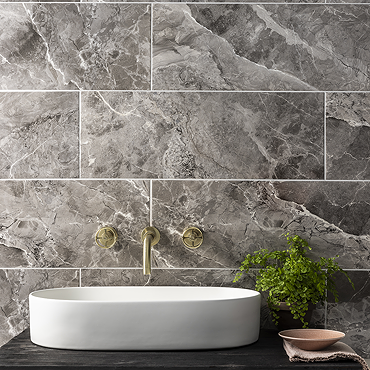 Kamila Graphite Stone Effect Wall Tiles - 250 x 700mm