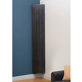 Kansas Vertical Curved Designer Radiator - 2000mm x 351mm - Anthracite Large Image