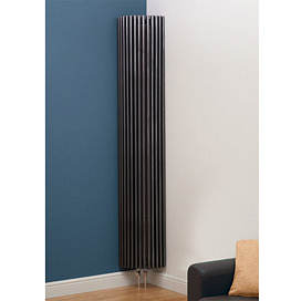 Kansas Vertical Curved Designer Radiator - 2000mm x 351mm - Anthracite Large Image