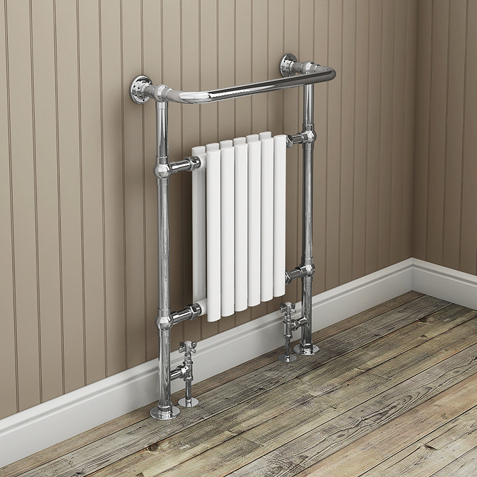 Kendal Traditional Heated Towel Rail (White & Chrome) Profile Large Image