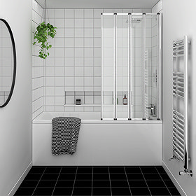 Kent Square Single Ended Bath with Bi-Fold Screen Large Image