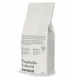 Kerakoll Fugabella Color white grout bag standing upright with folded top and printed product label.
