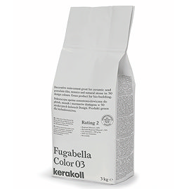 Kerakoll Fugabella Color off-white/ivory grout bag standing upright with folded top and printed product label.