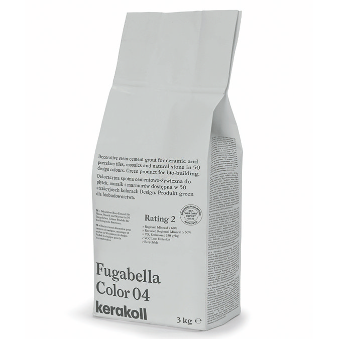 Kerakoll Fugabella Color cream grout bag standing upright with folded top and printed product label.