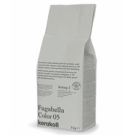 Kerakoll Fugabella Color beige grout bag standing upright with folded top and printed product label.