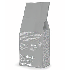 Kerakoll Fugabella Color grey grout bag standing upright with folded top and printed product label.