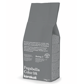 Kerakoll Fugabella Color grey grout bag standing upright with folded top and printed product label.