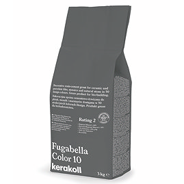 Kerakoll Fugabella Color dark grey grout bag standing upright with folded top and printed product label.
