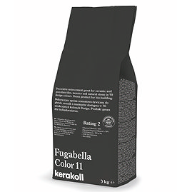 Kerakoll Fugabella Color dark brown grout bag standing upright with folded top and printed product label.