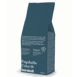 Kerakoll Fugabella Color teal grout bag standing upright with folded top and printed product label.