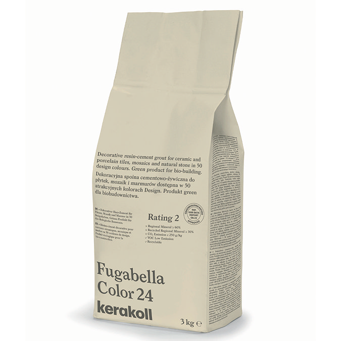 Kerakoll Fugabella Color cream grout bag standing upright with folded top and printed product label.