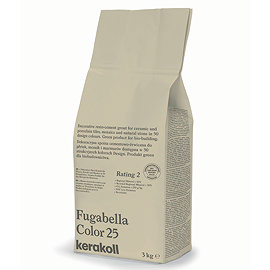 Kerakoll Fugabella Color beige grout bag standing upright with folded top and printed product label.