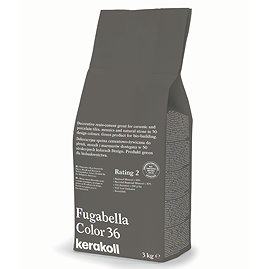 Kerakoll Fugabella Color brown grout bag standing upright with folded top and printed product label.