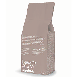 Kerakoll Fugabella Color light brown grout bag standing upright with folded top and printed product label.