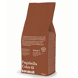 Kerakoll Fugabella Color dark orange grout bag standing upright with folded top and printed product label.