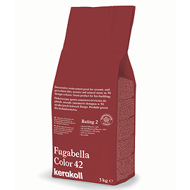 Kerakoll Fugabella Color red grout bag standing upright with folded top and printed product label.