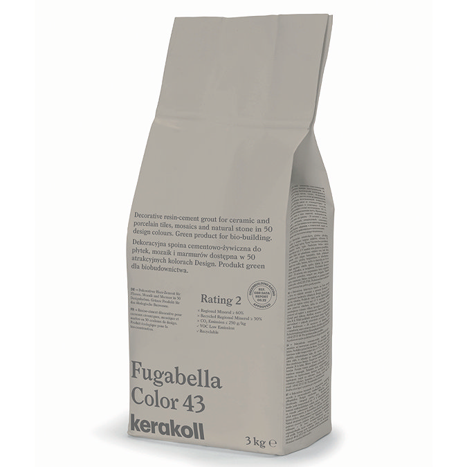 Kerakoll Fugabella Color brown grout bag standing upright with folded top and printed product label.