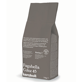Kerakoll Fugabella Color brown grout bag standing upright with folded top and printed product label.