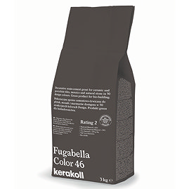 Kerakoll Fugabella Color dark brown grout bag standing upright with folded top and printed product label.