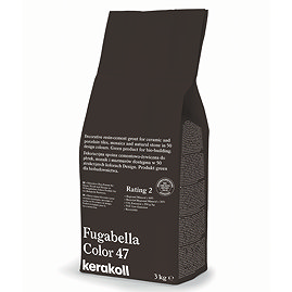 Kerakoll Fugabella Color warm dark brown grout bag standing upright with folded top and printed product label.
