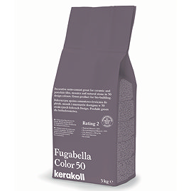 Kerakoll Fugabella Color purple grout bag standing upright with folded top and printed product label.