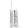 Two Kerakoll Silicone Color white sealant tubes standing upright, one with nozzle attached and one with cap.