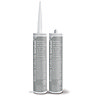 Two Kerakoll Silicone Color grey sealant tubes standing upright, one with nozzle attached and one with cap.