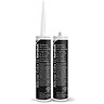 Two Kerakoll Silicone Color black sealant tubes standing upright, one with nozzle attached and one with cap.