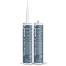 Two Kerakoll Silicone Color blue sealant tubes standing upright, one with nozzle attached and one with cap.