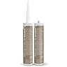 Two Kerakoll Silicone Color brown sealant tubes standing upright, one with nozzle attached and one with cap.