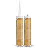 Two Kerakoll Silicone Color orange sealant tubes standing upright, one with nozzle attached and one with cap.