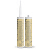 Two Kerakoll Silicone Color yellow sealant tubes standing upright, one with nozzle attached and one with cap.