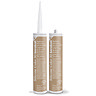 Two Kerakoll Silicone Color brown sealant tubes standing upright, one with nozzle attached and one with cap.