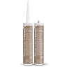 Two Kerakoll Silicone Color brown sealant tubes standing upright, one with nozzle attached and one with cap.