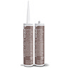 Two Kerakoll Silicone Color brown sealant tubes standing upright, one with nozzle attached and one with cap.